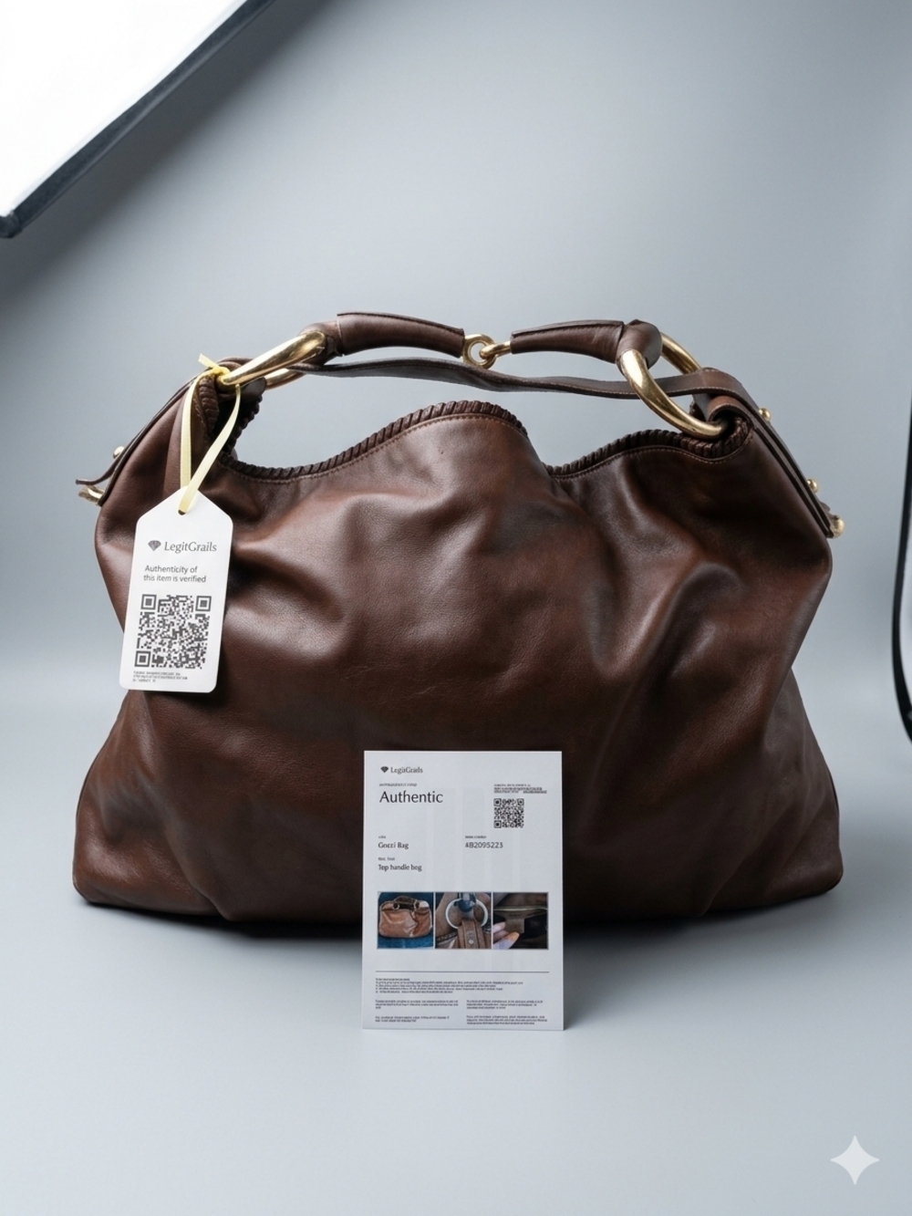 Gucci Horsebit Top Handle Hobo XL Tote  Bag Brown Leather - Guarantee authentic